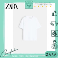 Zara Auth Áo thun nam cổ tròn cotton dày màu đen trắng size S M L XL