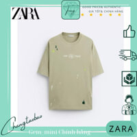 Zara Auth Áo thun nam cổ tròn xanh mint tay ngắn size M 180/96a