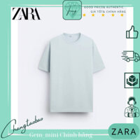 Zara Auth Áo thun nam xanh dương nhạt blue size L cổ tròn