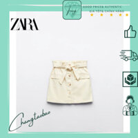 Zara Auth Chân váy jean trắng be ngắn kèm dây đai lưng size S
