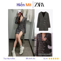 ZARA Đức - Đầm chính hãng auth new tag cao cấp có sẵn sale váy 4661/330 tweed dạ nỉ vest blazer tay dài ngắn form body
