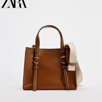 Zara HOME Túi Nữ Thu Đông 2025 Mới Túi Vuông Nhỏ Nâu Đậm Vàng Mini Cầm Tay Một Vai Đeo Ngang Thường Ngày
