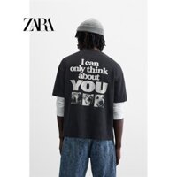 Zara mùa thu đông mới dành cho nam giới áo thun ngắn tay cổ tròn in ảnh động vật 0962399