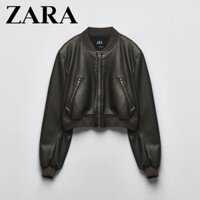 Zara Phong Cách Mới Nữ Ngắn Giả Da Phi Công Chống Thấm Nước Ấm Áp Thời Trang Áo Khoác Da