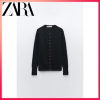 Zara sản phẩm mùa thu mới áo khoác dệt kim có nút dành cho nữ