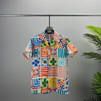 ZARA Short Sleeve Shirt3D Little Windmill Letter Print Pattern Men's and Women's Same Style Top Cardigan