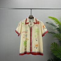 ZARA Short Sleeve Shirt3D Letter Printed Suit Lapel Men's and Women's Same Style Top Cardigan