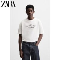 Zara Spring Áo thun ngắn tay cổ tròn in hình dáng rộng mới dành cho nam 3992414