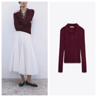 Zara Spring Sản phẩm mới Quần áo nữ Slim-fit Áo len thời trang màu trơn đơn giản3471110