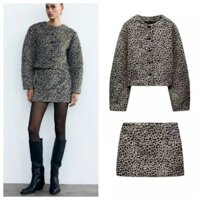 Zara Thu Đông Phong Cách Mới Nữ Họa Tiết Động Vật In Váy Mini1255524  Áo khoác in hình động vật4749784
