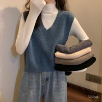 Zara vietnam Áo Khoác Len Không Tay Cổ Chữ v Màu Sắc Cà Phê Thời Trang Thu Đông Phong Cách Hàn Quốc Cho Nữ