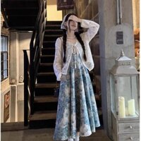 Zara vietnam Một Cái / bộ Áo Khoác Chống Nắng Dệt Kim Dây Đeo Vai Mỏng Đầm Phù Hợp Với Đầm Pháp Hoa Một Mảnh Đầm Nữ Mùa Hè Đi Biển Kỳ Nghỉ Tranh Dầu Sling Dress [Không Túi]