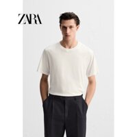 Zara [Xuất xứ] Áo thun ngắn tay cổ tròn cotton dáng rộng dành cho nam Mỹ 1501311