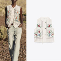 Zara2025 Mùa Hè Sản Phẩm Mới Thời Trang Nữ Không Tay Thêu Áo Vest4786003