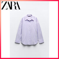 Zara24 Mùa Xuân Sản Phẩm Mới Áo Sơ Mi Oxford Sọc Nữ