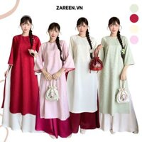 ZAREEN | BỌ ÁO DÀI TÂM Ý GẤM PHỐI VIỀN ZAREEN ADI05 (ĐÃ KÈM QUẦN)