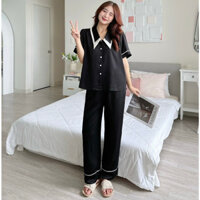 ZAREEN SLEEPWEAR | SET ĐỒ NGỦ PIJAMA QUẦN DÀI NGU05 - ĐEN