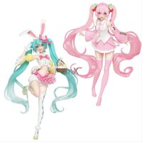 ZCCZ-AA 2 Pcs Anime Pink Hatsune Miku Action Figures Pink Sakura Miku Verpvc Model Toys Miku Speelgoed Girls PVC Figure Toy Kids Toys