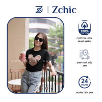 ZCHIC - Áo Thun Ngắn Gấu Viền Thêu Ôm Eo Cotton 4 Chiều Quảng Châu Cc L1 A0137