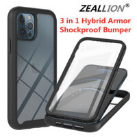 Zeallion Ốp Lưng Chống Sốc 3 Trong 1 Hybrid Armor Cho iPhone 12 11 Pro Max IPod 5 7 8 6 6S Cộng Với SE 2020 Ốp Toàn Thân 360 Độ Trong Suốt