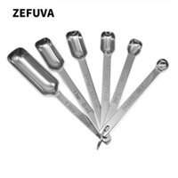 Zefuva 6 Chiếc Muỗng Nướng Bánh, Thìa Đo Bằng Thép Không Gỉ Di Động Có Cân, Bột Sữa Dụng Cụ Nhà Bếp Đầu Hình Chữ Nhật Muỗng Nướng