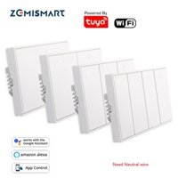 Zemismart Tuya Công tắc đèn WiFi Trung tính Thanh lịch Botton Switch Cuộc sống thông minh Alexa Google Home Điều khiển bằng giọng nói 1 / 2 / 3 / 4 Gangs Interruptor