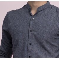 [zenistore] Áo Sơ mi nam  cổ tàu màu ghi xám chất đũi SMTD