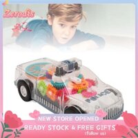 Zerodis Bánh răng trong suốt Xe điện Đồ chơi Âm nhạc Bánh xe đa năng sáng tạo cho bé trai