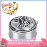 Zerodis Hộp đựng trang sức bằng kim loại Phong cách châu Âu sáng tạo Vintage Tinh tế Hoa hồng 3D Dập nổi Mini Đính Lưu trữ