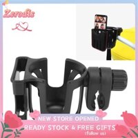 Zerodis Xe Đẩy Đồ Uống Dễ Dàng Lắp Đặt Xoay 360° ABS 2 Trong 1 Cốc Điện Thoại Di Động Nhẹ Protable Cho