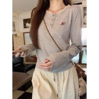 [Zestiva] áo thun tay dài áo thun ôm body áo phông trơn Cổ Tròn