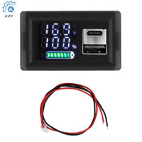 Zfx-3079 DC9 ~ 24V Pin Axit lithium Đa Năng LED Hiển Thị Kỹ Thuật Số Kép Chỉ Báo Nguồn Vôn Kế Giao Diện USB + Type-C