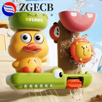 Zgecb Baby Spin Top Đồ chơi tắm, Đồ chơi bánh xe nước xoay vịt & sư tử ổn định, Đồ chơi bồn tắm thác nước ngộ nghĩnh Học Crocodie Đồ chơi tắm cho bé trai