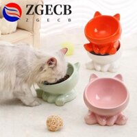 Zgecb Bát Thức Ăn Cho Mèo Gốm Dễ Thương Cho Chó Mèo Con Mèo Con Uống Bảo Vệ Cổ Tử Cung Đồ Dùng Cho Thú Cưng