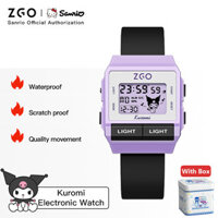 Zgo x Sanrio Kuromi mứt tangan Trẻ Em Bé Trai Bé Gái Thể Thao Vuông Chống Thấm Nước Đồng Hồ Điện Tử Quà Tặng Học Sinh Màn Hình LED 893