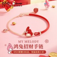 Zgo x Sanrio Melody S925 Vòng Tay Bạc Cho Nữ Hoa Hồng Đỏ Mã Não Sinh Nhật May Mắn Quà Tặng Năm Mới 6080