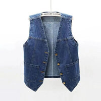 Zh [Sẵn sàng] Mùa xuân hè 2025 Áo Vest Denim cổ chữ V thời trang mới dành cho nữ Áo khoác không tay ngắn giản dị Áo ghi lê Jean một viền nữ T382