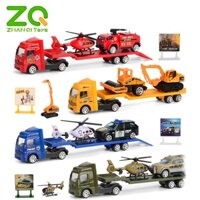 ZHAN QI TOYS Xe tải chở hàng đồ chơi  có 2 xe hợp kim nhỏ dành cho trẻ em