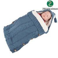 Zhaocaimao Baby Swaddle Wrap Dày Cho Trẻ Sơ Sinh Nút Đan Mùa Đông