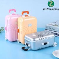 Zhaocaimao Búp Bê Hộp Hành Lý Mô Hình Bạc Vintage Vali Trang Trí Nhà Búp Bê