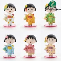 Zhaocaimao Chibi Maruko Chan Kimono PVC Đồ trang trí sưu tập Moldel Búp bê hoạt hình Trang trí máy tính để bàn Phiên bản Kawaii Q Đồ chơi mô hình búp bê