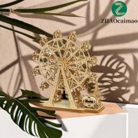 Zhaocaimao Đồ chơi bánh xe đu quay bằng gỗ Khối xây dựng 3D Quà tặng trẻ em