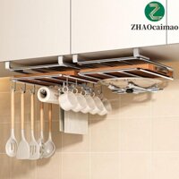 ZHAOcaimao đỡ thớt, Giá treo dưới tủ Kệ lưu trữ bằng thép không gỉ, Giá cốc có móc Đồ dùng nhà bếp bền bỉ Giá lưu trữ nắp nồi Văn phòng