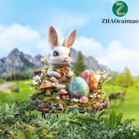 Zhaocaimao Trứng Phục Sinh Thỏ Trang Trí Sáng Tạo Phong Cảnh Micro Chậu Hoa