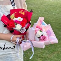 Zhaox55 Bó Hoa Hồng, Hoa Cẩm Thạch Nhân Tạo Nhân Tạo, Quà Tặng Xà Phòng Hoa Hồng 7 Đầu Hoa Trang Trí Hoa Giả Ngày Lễ Tình Nhân