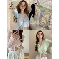 ZHELIHANGFEI Áo Khoác Cardigan Dệt Kim Mỏng Chống Nắng Thời Trang Cho Nữ