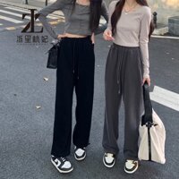 ZHELIHANGFEI Quần Legging Quần Thể Thao Mùa Xuân Thu Nữ Màu Xám Thẳng Đến Mắt Cá Chân Quần Lót Nhìn Cao Mặc Rộng Ống