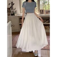 ZHELIHANGFEI Váy Satin Lưng Cao Kiểu Pháp Mới