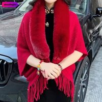 Zholingho Faux Fur Collar, Dệt Kim Tua Rua Mùa Đông Ấm Đan Khăn Choàng, Dày Sang Trọng Quấn Khăn