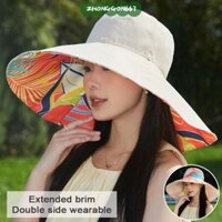 Zhonggon67 Mũ ngư dân, Mũ chống nắng Cotton hai mặt, Mũ xô thoáng khí có thể gập lại thời trang